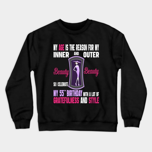 55 Year Old Women Gift Fabulous Bday 1966 - Girls 55th Birthday Crewneck Sweatshirt by JMXtraStyle